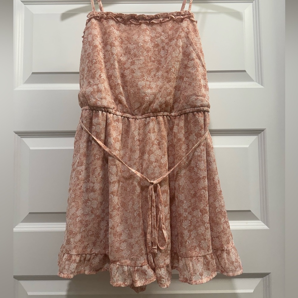Trixxi Peachy Pink Ruffled Tiered Romper
